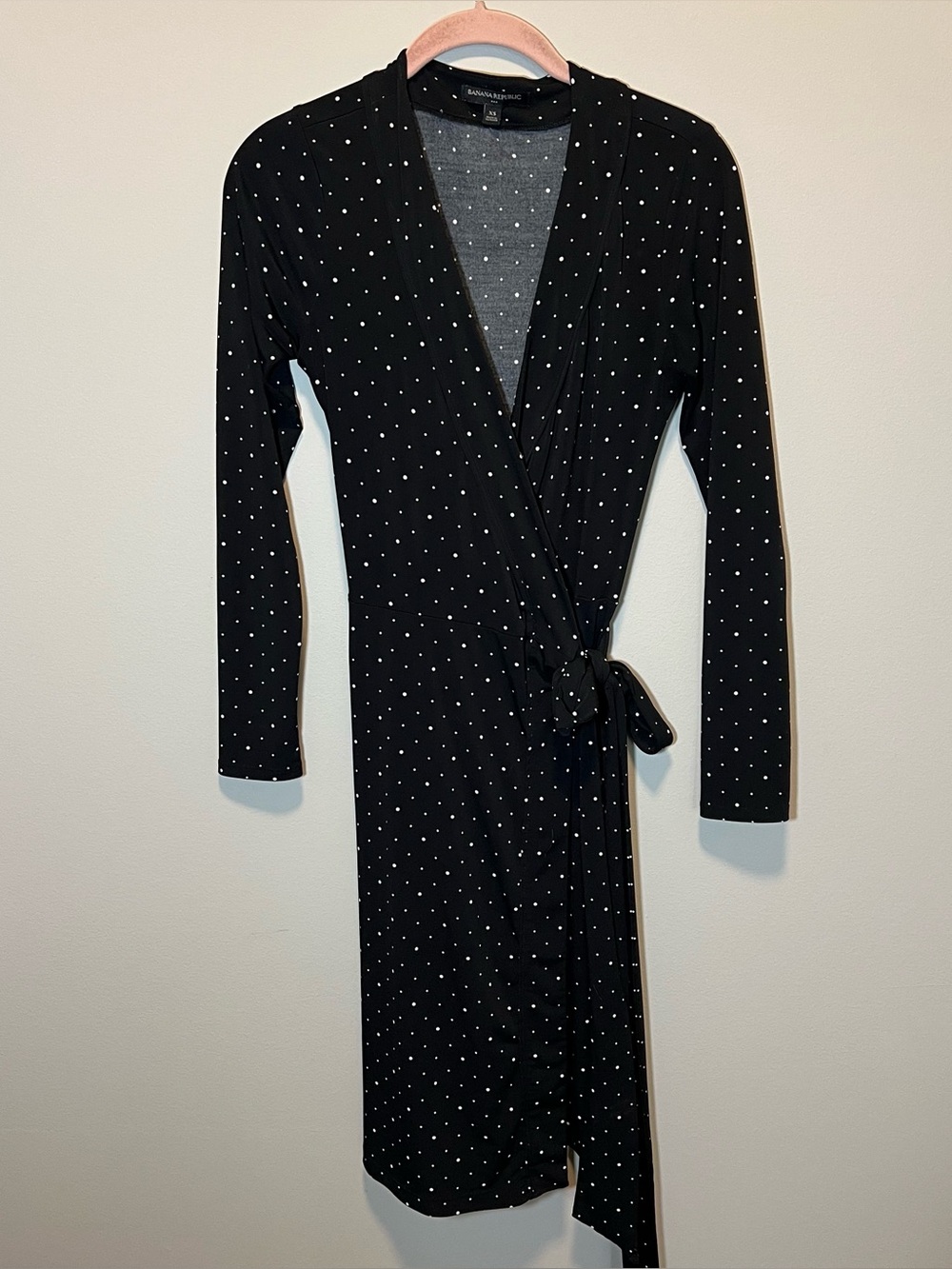 Banana Republic Women’s Black White Polka Dot Wrap Dress XS Classic Business